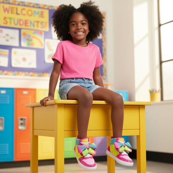 Nickelodeon JoJo Siwa Kids Size 8 Sneakers Hightop Bow Detail Bright Colors - Picture 5 of 8